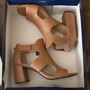 Adrienne Vittadini Brown Cutout Block Heels